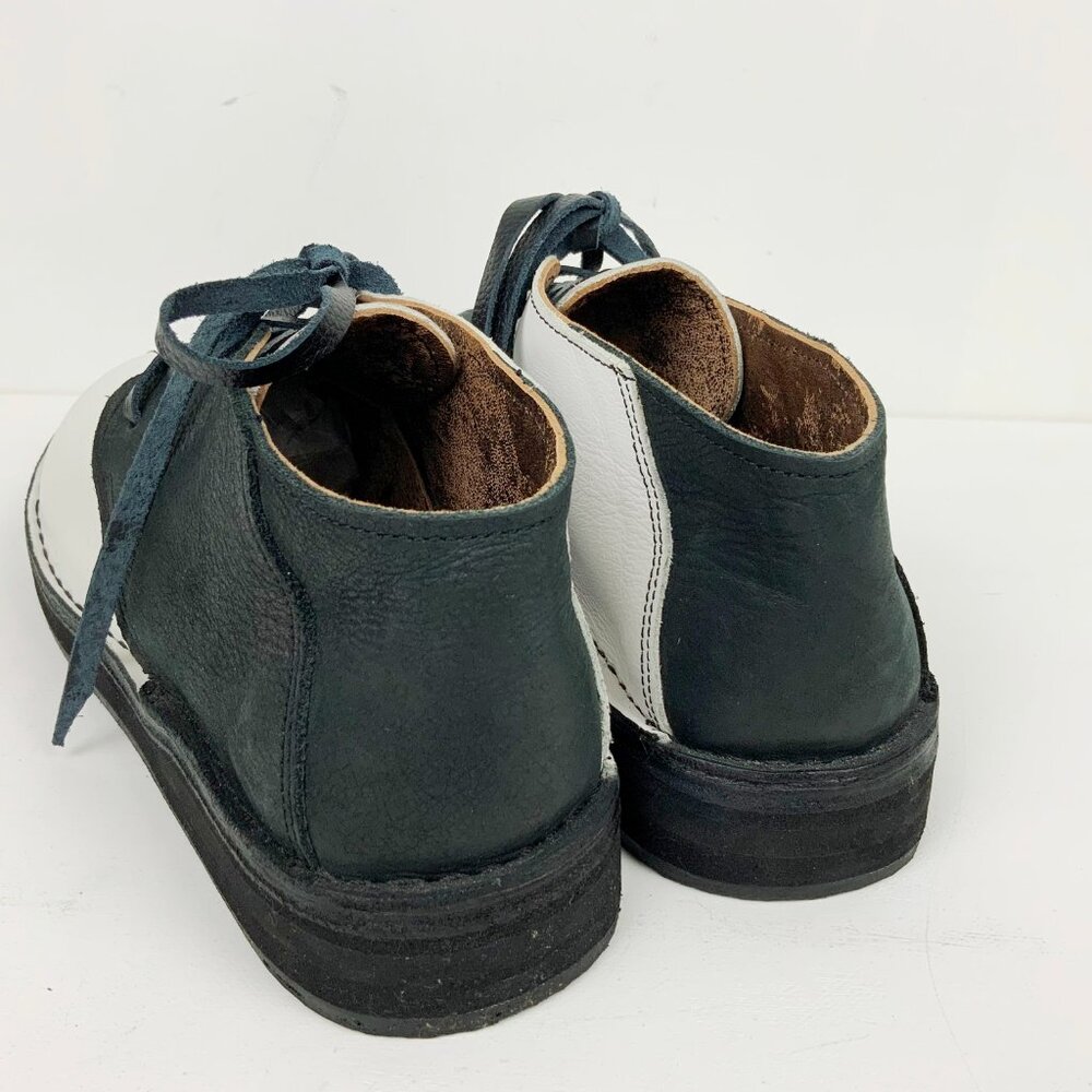 Men's Leather Black/White Split Toe Chukka Boots Italy Sz 8 - 8.5 - Picture 10 of 16
